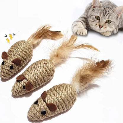 Jouet souris en sisal pour chat