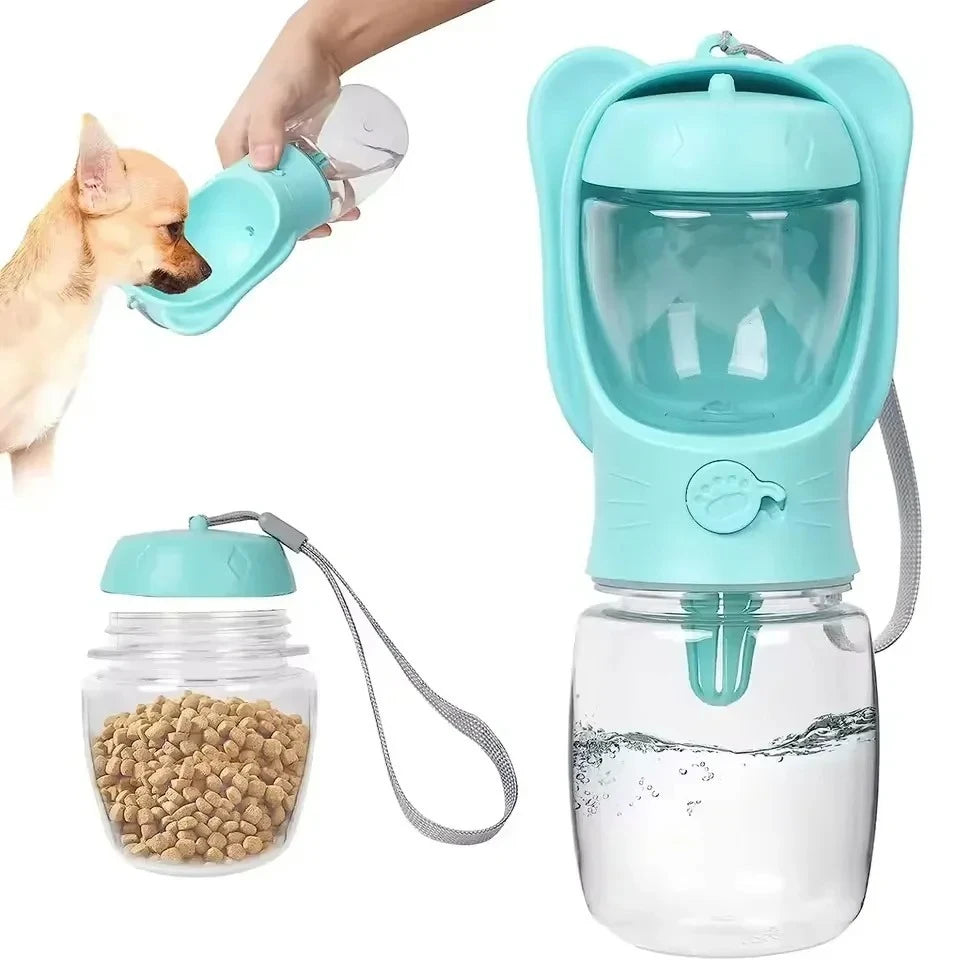 Gourde 2-en-1 avec compartiment à croquettes pour chat