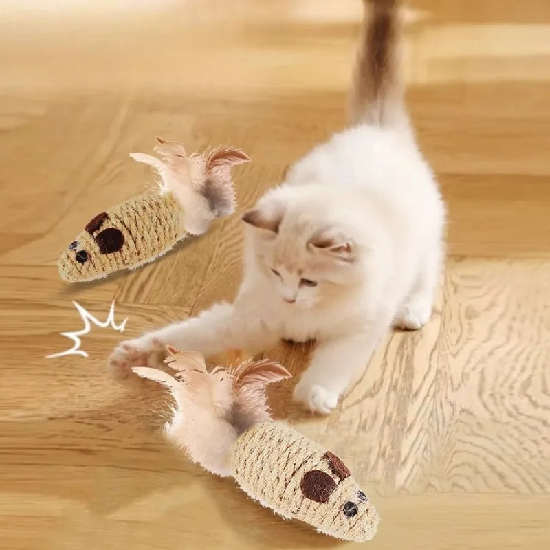 Jouet souris en sisal pour chat
