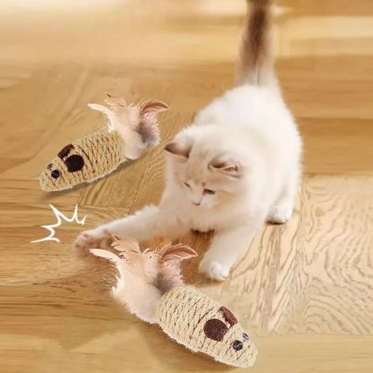Jouet souris en sisal pour chat