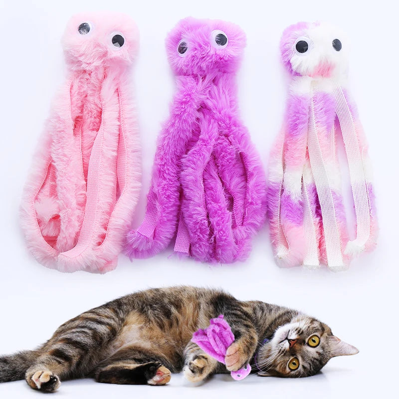 Jouet pieuvre en peluche pour chat