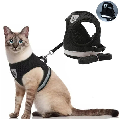 Harnais réfléchissant ajustable pour chat